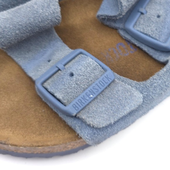 Birkenstock Size 37 Arizona Sky Blue Suede Leather Soft Footbed - Picture 3 of 8